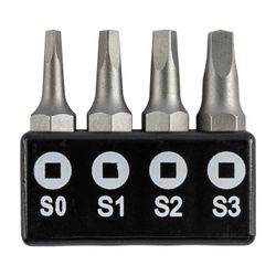 Screwdriver Bit Set Square Recess 4pce 25mm Sq0.1.2.3